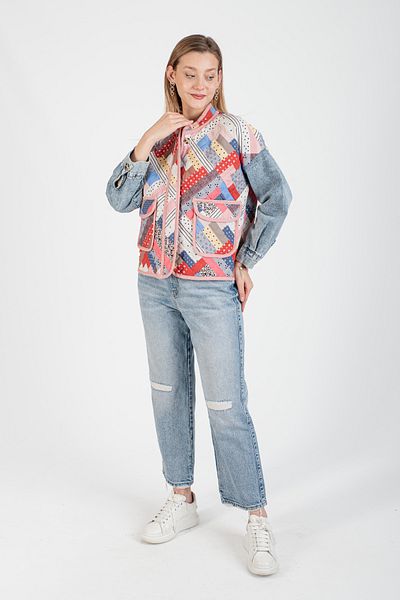 Hatun Atila Hatunatila Jeans Sleeves Quilted Jacket 7654-6