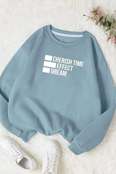 Wish BF Hanorac Unisex Baby Blue cu imprimeu supradimensionat bumbac