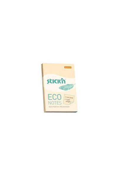 Hopax 100 YP 76x51 Eco Patel Yellow Note Paper - 12 Stickn Adhesive (21741)