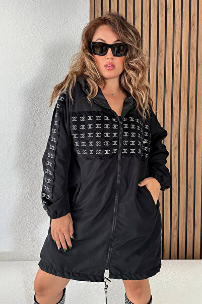 AYASOFYA OTANTIK Чорний капюшон з дощовиком і вітровкою - на блискавці