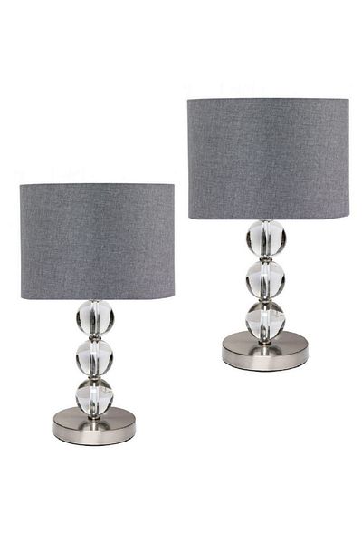 571 Store 2 Decorative Table Night Lamps - Fabric with Glass Body, Chrome Legs and Heads