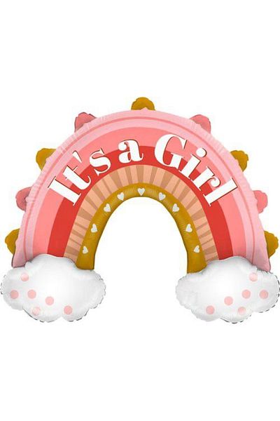 kidspartim 32 Inch 72 cm Short Rainbow - Foil Balloon, Its a Girl