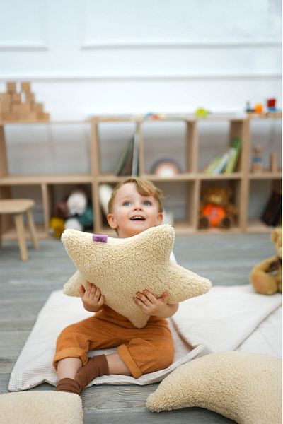 mordesign Decorative Plush Pillow, Teddy Fabric Pillow, Super Fluffy Star Pillow, Star Morteddy Series