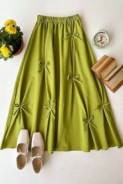 Ceylan Otantik Pistachio Green Bow Skirt
