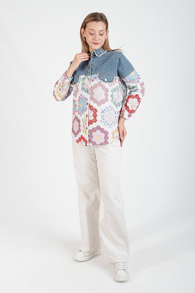 Hatun Atila Hatunatila Top Denim Quilted Jacket - 8557-5
