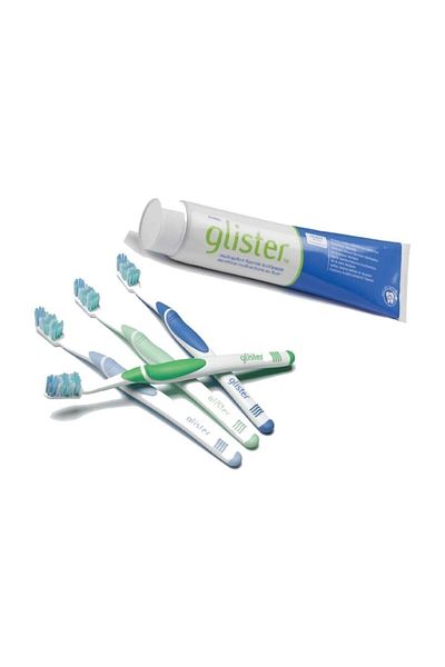 Amway Glister 4 Pack Toothbrush - Glister Fluoride Toothpaste 150ml Visual Products Are Shipped