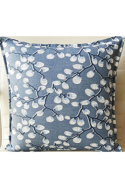 Fabric by Gülçin Σετ μαξιλαροθήκης 4 τεμαχίων από βαμβακερό μαλακό βαμβακερό ύφασμα Baby Blue-Bud με σχέδιο