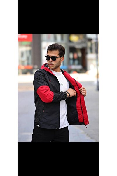 FLUEND MODA Ανδρικό παλτό εποχής Αδιάβροχο και αντιανεμικό μπουφάν διπλού χρώματος