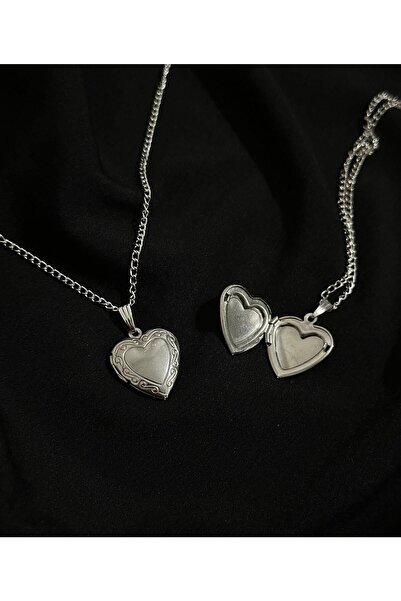 sleyshop قلادة على شكل قلب من الفولاذ المقاوم للصدأ قابلة للفتح