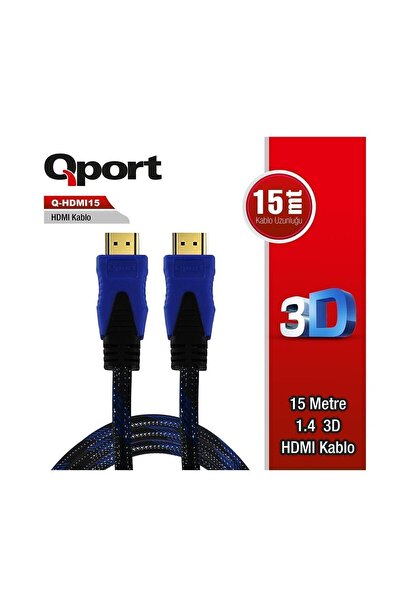 Qport كابل HDMI إلى HDMI بطول 15 متر مع طرف ذهبي (Q-HDMI15)