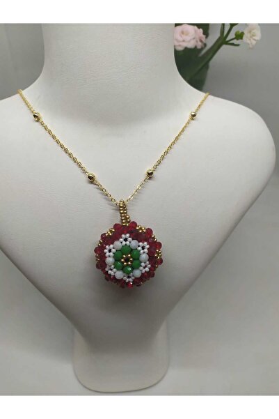 Sam قلادة كبيرة من Cevşen - مصنوعة يدويًا مع سلسلة وتفاصيل من الخرز الكريستالي