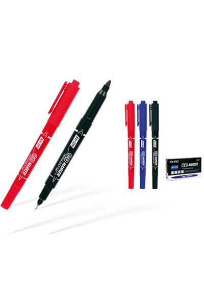Aihao Permanent Acetate Pen - Double Sided Red, Ah-319-12-Pcs-Pkt