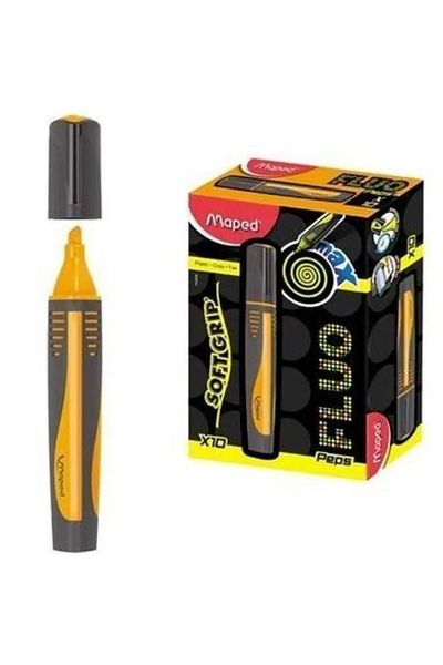 Maped Highlighter Peps Mini Orange Pen - Max Fluo742935 - Pack of 10