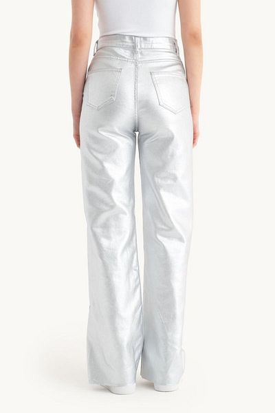 Hiccup Pantaloni de jeans obișnuiți, metalici, cu talie înaltă