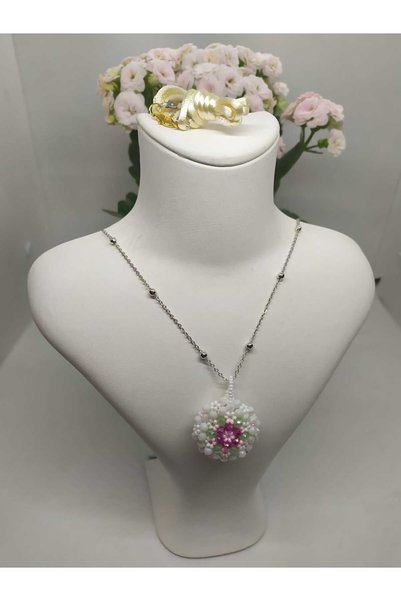 Sam Large Cevşen Necklace - with Chain - Necklace Lanyard Gift / Handmade Crystal Beads Knitted /