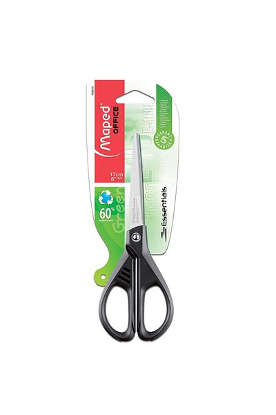 Maped Green Plastic Handle Office Scissors - Essentials 17 cm 468010