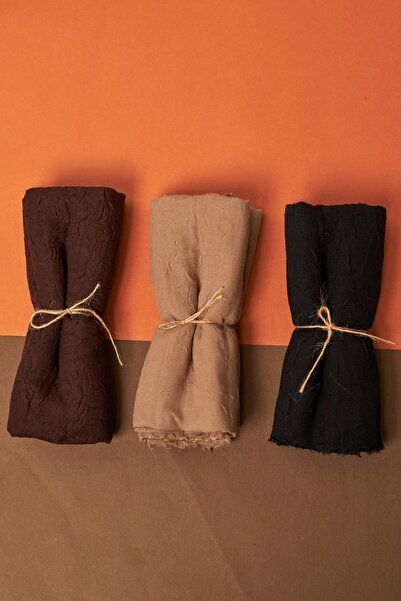 Organic Scarfs Tesettür Hijab Kadın Bambu Kraş Şal Modeli-3'lü Set