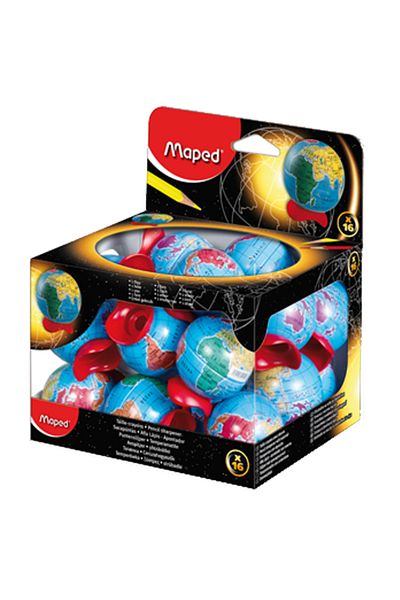 Maped 16-Piece Globe Student Pencil Sharpener with Metal Globe Tank - 51111