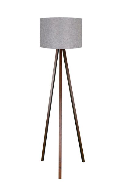 MODA35 Antrasit Lambader Keten Kumaş Başlık Ahşap Kahve Ayak LY537