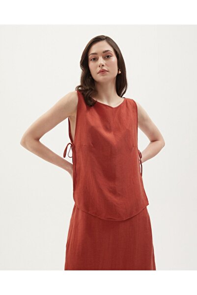 Towdoo Αμάνικο μπλουζάκι Poppy Linen Cupro με πλαϊνά κορδόνια