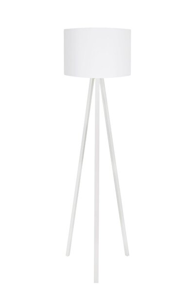 modamvip 3 Ayaklı Lambader Tripod Ayak Üç Ayaklı Abajur Yuvarlak Kumaş Beyaz L169