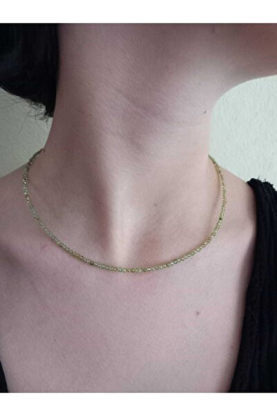 Mudita Tasarım 2 Mm Faset Kesim Zebercet Taşı Kolye