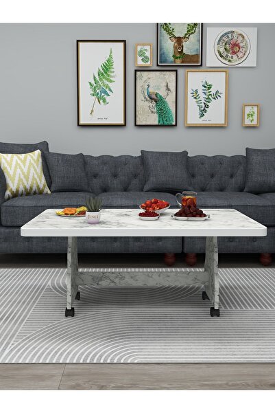 İnci TEKERLEKLİ ORTA SEHPA MASA MUTFAK MASASI