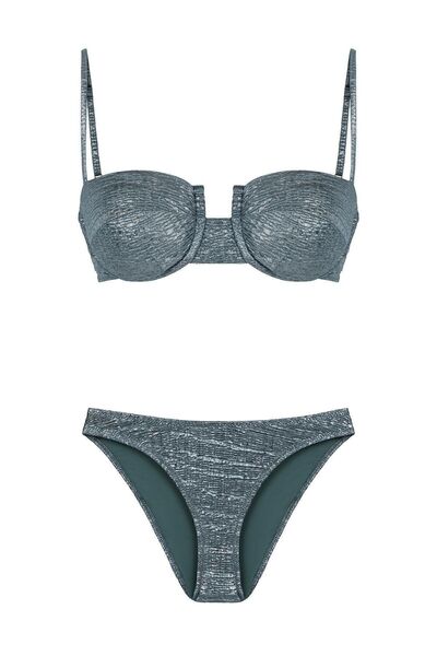 AQUELLA Set bikini verde strălucitor cu sârmă