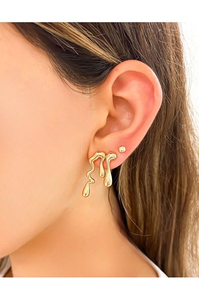 MELLS TAKI Asymmetric Style Gold Earrings - 316L Stainless Steel