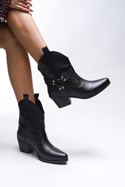 Riccon Creitulah Kadın Western Bot 0012721 Siyah Cilt