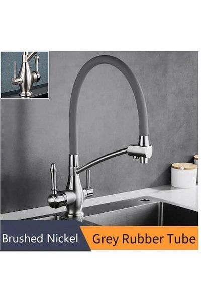 OEM Kitchen Sink Faucet Dual Flow Water Purification Spout Spiral New Nickel Imported