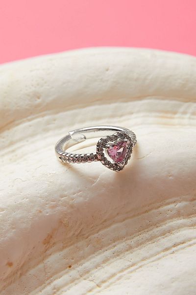 Beyazinci Women's Silver Zircon Stone Adjustable Heart Serious Relationship Model Ring