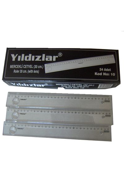 YILDIZLAR HOME Stars Standard Ruler with Plastic Lens 30 Cm (1 Box 24 Pieces)