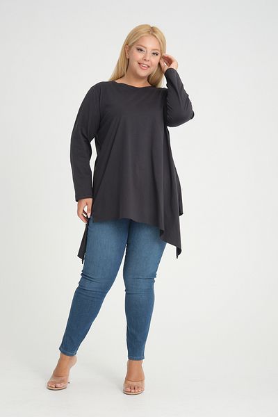 Dejabrew Jeans Ανθρακί Ασύμμετρη Βαμβακερή Μπλούζα