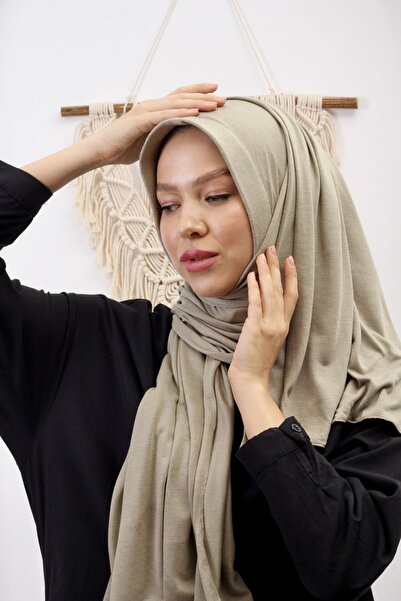 SpecialScarf Hijab Fashion PRACTICAL SHAL PREPARATE PLUG-IN ORGANIC FLAT COMBED LIGHT KHAKI COLOR