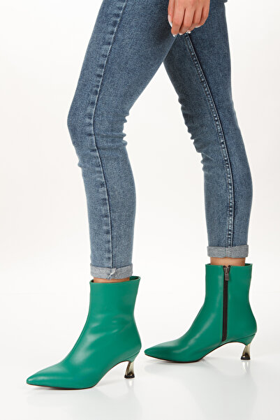 L&L İnce Topuklu Yeşil Fantazi Kadın Bot