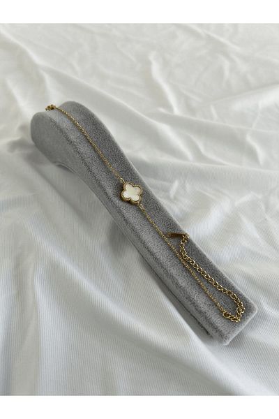 Uzay Accessories 316L Stainless Steel Single Clover Bracelet