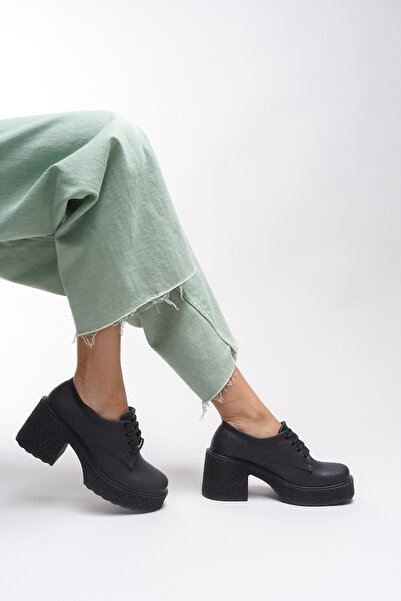 Riccon Чорні текстуровані - жіночі мокасини на підборах