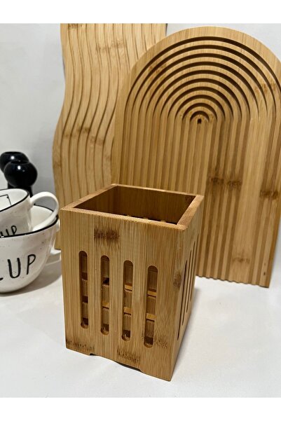 LILY HOME Bambu Kare Kaşıklık, Dekoratif Tezgah Üstü Dik Kaşıklık