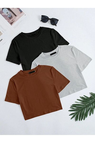DAXİS Sportwear Company Tricou crop 3 piese pentru femei - DAXİS Sportwear Company
