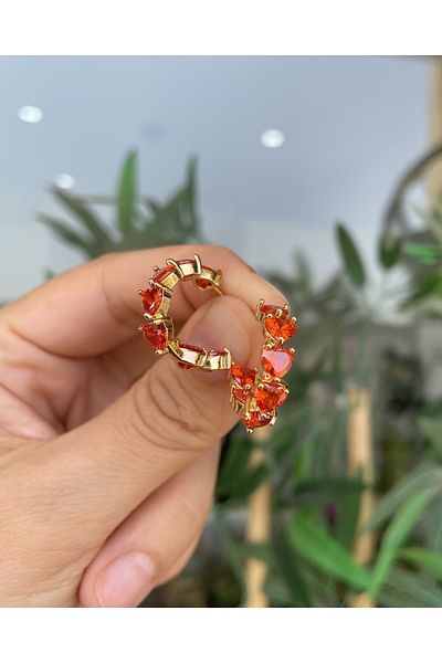 neslyaccessories Cercei cu cerc cu piatră prețioasă inimă cu ac de argint 925
