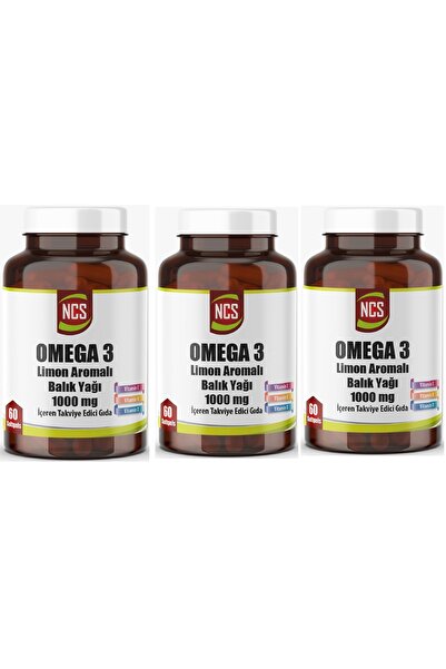 NCS سوفتغيل أوميجا 3 بنكهة الليمون - 1000 مجم، 3 علب 180