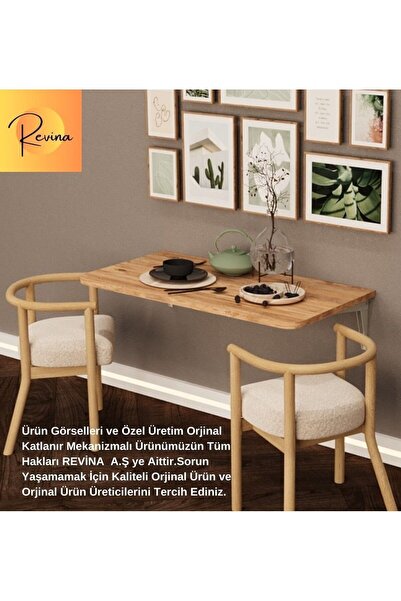 REVİNA 90 X 45 Cm Katlanır Masa Duvara Monte Masa Mutfak Masası Balkon Masası...