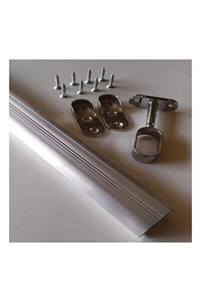 FSM Oval 80cm Alüminyum Dolap Içi Elbise Askı Borusu Aparatları Vidaları