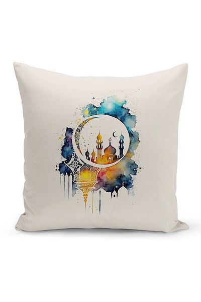 Bertille Home Ramadan Series Double Sided Digital Printed Throw Pillow Case (Ramadan Cushion Cover)