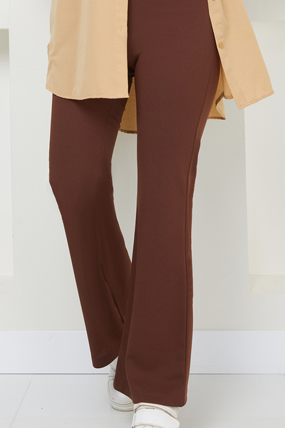 ModaMerve Ett10072-M Brown Elastic Waist Trousers