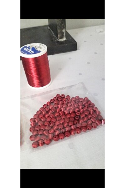 hobiimobiii Kiraz Oyası Boncuğu 120 Adet Kırmızı Iğne Oyası Ip Sarma Yemeni Ucu