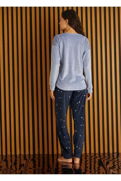 Olivia Kadife Yıldızlı Pijama Takımı