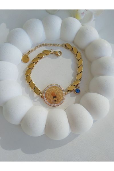 staınless steel Steel Gold Barley Chain Quarter Bracelet