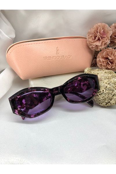 Di Caprio Purple Patterned Gamy Design Women's Sunglasses